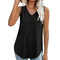 thumbnail image 1 of Jewelreauty Women Summer V Neck Tank Tops Side Split Hollow Out Sleeveless Shirts Casual Loose Outdoor Tops (S, Black), 1 of 6