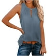 thumbnail image 1 of Jewelreauty Women Tank Tops Summer Casual Keyhole Collar Sleeveless Blouses Tee Solid Color Loose Shirts (M, Navy), 1 of 6