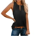 thumbnail image 1 of Jewelreauty Women Tank Tops Summer Casual Keyhole Collar Sleeveless Blouses Tee Solid Color Loose Shirts (S, Black), 1 of 6