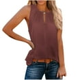 thumbnail image 1 of Jewelreauty Women Tank Tops Summer Casual Keyhole Collar Sleeveless Blouses Tee Solid Color Loose Shirts (XL, Coffee), 1 of 6