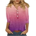 thumbnail image 1 of Jewelreauty Women Tunic Tops Casual Notch Neck Elbow Length Button T-Shirts Summer Trendy Tee, 1 of 6