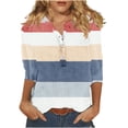thumbnail image 1 of Jewelreauty Women Tunic Tops Casual Notch Neck Elbow Length Button T-Shirts Summer Trendy Tee, 1 of 6
