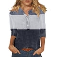 thumbnail image 1 of Jewelreauty Women Tunic Tops Casual Notch Neck Elbow Length Button T-Shirts Summer Trendy Tee, 1 of 6