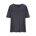 thumbnail image 1 of Jewelreauty Women V Neck Shirts Summer Oversized Short Sleeve Loose Solid Blouses Casual Lightweight Cozy Tops (L, Gray), 1 of 4