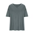 thumbnail image 1 of Jewelreauty Women V Neck Shirts Summer Oversized Short Sleeve Loose Solid Blouses Casual Lightweight Cozy Tops (XL, Green), 1 of 4
