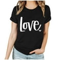 thumbnail image 1 of Jewelreauty Women Valentine's Day Shirts Short Sleeve Crewneck Cute Graphic T-Shirts Casual Pullover Tunic Tops (2XL, C Black), 1 of 5