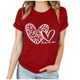 thumbnail image 1 of Jewelreauty Women Valentine's Day Shirts Short Sleeve Letter Heart Graphic T-Shirts Casual Pullover Tunic Tops (L, E Red), 1 of 5