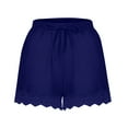 thumbnail image 1 of Jewelreauty Women Workout Running Shorts Plus Size Drawstring Elastic Waist Lace Trim Gym Shorts, 1 of 4