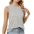 thumbnail image 1 of Jewelreauty Women Workout Tank Tops Loose Sleeveless Crewneck Basic Tees Summer Casual Solid Color Blouses (2XL, Gray), 1 of 4