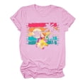 thumbnail image 1 of Jewelreauty Women's Casual Shirts Summer Crewneck Short Sleeve Graphic Tunic Tops Loose T-Shirt Blouses 2025 (M, Pink), 1 of 3