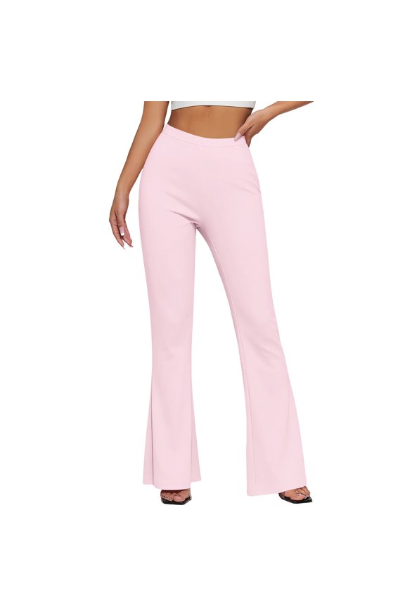 Women's Flare Leggings High Waisted Ultra Soft Stretchy Yoga Workout Gym Bell Bottom Pants (M, Pink)