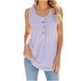 thumbnail image 1 of Jewelreauty Women's Henley Tank Tops Summer Scoop Neck Sleeveless Pleated Shirts Casual Loose Outdoor Tee (XL, Purple), 1 of 5