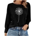 thumbnail image 1 of Jewelreauty Women's Long Sleeve Shirts Floral Print Tighten Cuff Round Neck Blouses Casual Lightweight Loose Fit Pullover Tops (2XL, Black), 1 of 5
