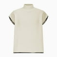 thumbnail image 1 of Jewelreauty Women's Mock High Neck Sweater Tops Cap Short Sleeve Knitted Soft Summer Spring Clothes Dressy Blouses (XL, Beige), 1 of 6