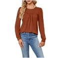 thumbnail image 1 of Jewelreauty Women's Round Neck Pullover Tops Long Sleeve Solid Color Comfort Shirts Fashion Loose Casual Blouses (2XL, Orange), 1 of 7