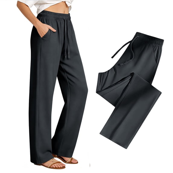 Jewelreauty Women's Sweatpants Quick Dry Lightweight Hiking Casual Drawstring Straight Fit Pants with Pockets (M, Dark Gray)