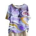 thumbnail image 1 of Jewelreauty Womens Casual Short Sleeve Shirts Crewneck Floral Graphic Loose Tees Summer Plus Size Tunic Tops (L, Purple), 1 of 5