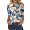 thumbnail image 1 of Jewelreauty Womens Elbow Length Tunic Tops Button Notch Neck Casual Loose Summer Blouses 2025, 1 of 5