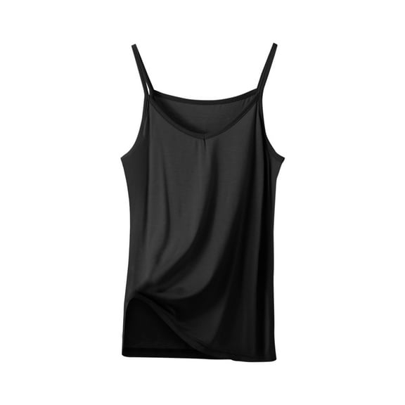 Jewelreauty Womens Plus Size Modal Camisole Yoga Tanks Tops Spaghetti Strap Cami Tops Pajama Loungewear Shirt (XL, Black)