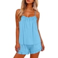 thumbnail image 1 of Jewelreauty Womens Soft Pajamas 2 Piece Satin Shorts Sets Camisole Sleeveless Summer Pjs Sleep Matching Outfits (S, Light Blue), 1 of 7