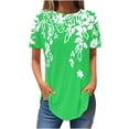 thumbnail image 1 of Jewelreauty Womens Summer Short Sleeve Shirts Crewneck Curve Hem Basic Tunic Tee Casual Loose Blouses Tops (XL, Green), 1 of 3