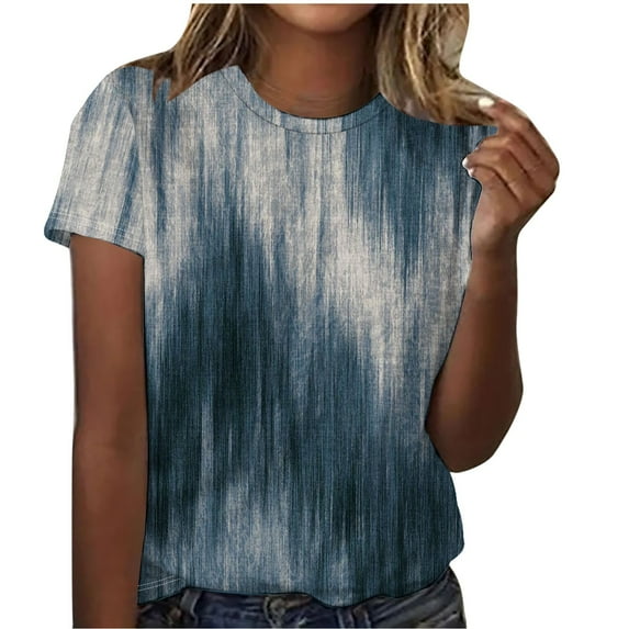 Jewelreauty Womens Summer Tops Casual Short Sleeve Crewneck Print T-Shirts Loose Tunic Tee Blouses 2024 (2XL, Gray)