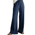 thumbnail image 1 of Jewelreauty Womens Wide Leg Linen Pants Casual Drawstring High Waisted Loose Palazzo Pants 2025, 1 of 6