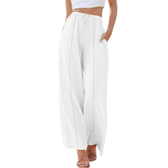 Jewelreauty Womens Wide Leg Pants Drawstring High Waisted Casual Loose Long Pants Trouser with Pockets