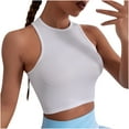 thumbnail image 1 of Jewelreauty Womens Workout Tank Tops Casual Crew Neck Knit Ribbed Rackback Tops Solid Atheletic Yoga Gym Shirts (L, White), 1 of 7