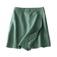 thumbnail image 1 of Jewelreauty Womens Wrap Skort Shorts High Waisted Casual Solid Color Cotton Linen Shorts, 1 of 5