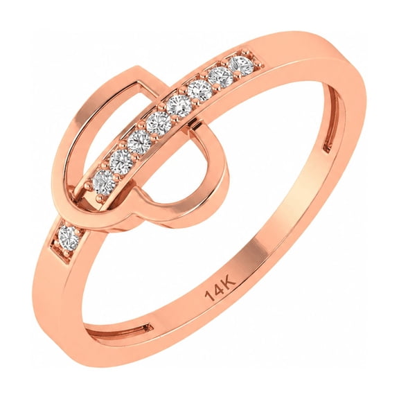Jewelry 0.06Ct Diamond 14K Rose Gold Wedding Engagement Band For Womens Rings