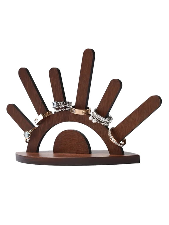 Jewelry 1 Wooden Ring Holder Ring Display Wood Ring Stand Cute Jewelry Display For Ring Display Stand Birthday Engagement For Women Her,10.4X14.4cm,Brown