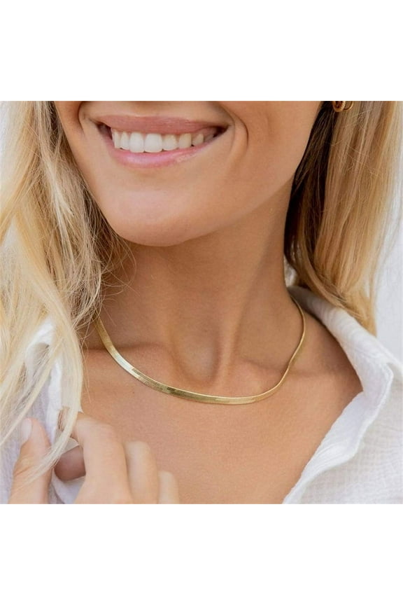 Jewelry 14K Yellow Gold 3MM chain Necklace for Women Men Luxury Jewelry wedding gift choker Clavicle
