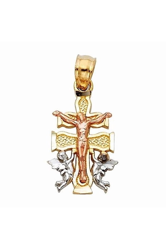 Jewelry 14k Tri-tone Gold Caravaca Cross Pendant
