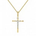 thumbnail image 1 of Jewelry  14k Two-tone Gold Crucifix Religious Pendant with 1.5-mm Flat Wheat Chain, 1 of 1