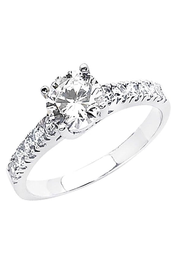 Jewelry 14k White Gold 1 1/3ct TGW Round-cut Diamonette Engagement Ring