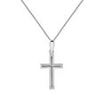 thumbnail image 1 of Jewelry 14k White Gold Traditional Cross Religious Pendant with 0.8-mm Flat Wheat Chain, 1 of 1