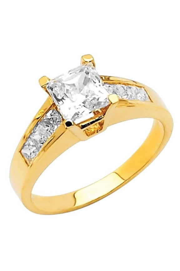 Jewelry 14k Yellow Gold 1 3/4ct TGW Princess-cut Diamonette Engagement Ring