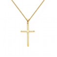 thumbnail image 1 of Jewelry 14k Yellow Gold Traditional Cross Religious Pendant with 1.5-mm Flat Wheat Chain, 1 of 1