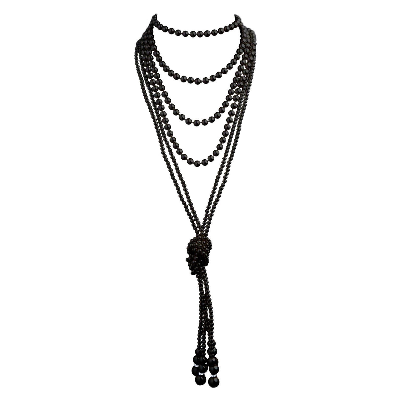 Buy Vintage Style Charcoal Black Long Multitier Beaded Womens Necklace  Jewelry - 1920's Charleston Colection, Long Y Necklace, Larait Necklace,  Cubic Zirconia Stainless Steel, Cubic Zirconia at Amazon.in
