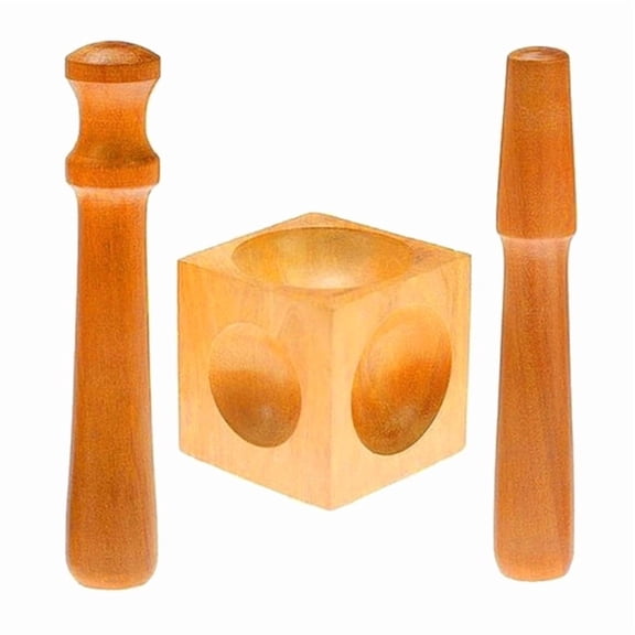 For Jewelry Making Square Nest and Punch Block Set - 3-Piece Wood Dapping Tools