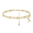 Jewelry Ankle Bracelets For Women Gold Plated Layered Heart Initial