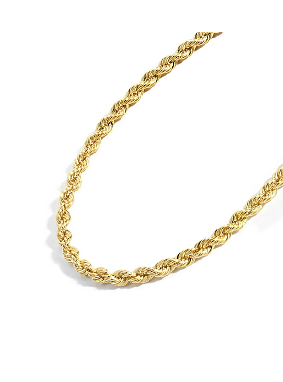 Jewelry Atelier Gold Chain Necklace Collection - 14K Solid Yellow Gold Filled Rope Chain Necklaces for Women and Men with Different Sizes (2.1mm, 2.7mm, or 3.8mm)