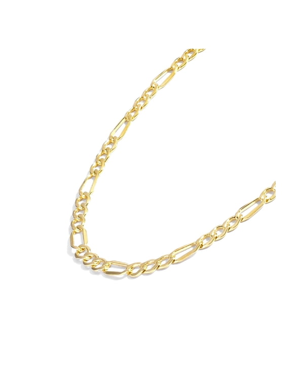 Gold Chain Necklace Collection - 14K Solid Yellow Gold Filled Figaro Chain Necklaces for Women and Men with Different Sizes (2.8mm, 3.7mm, 4.7mm, 5.6mm)