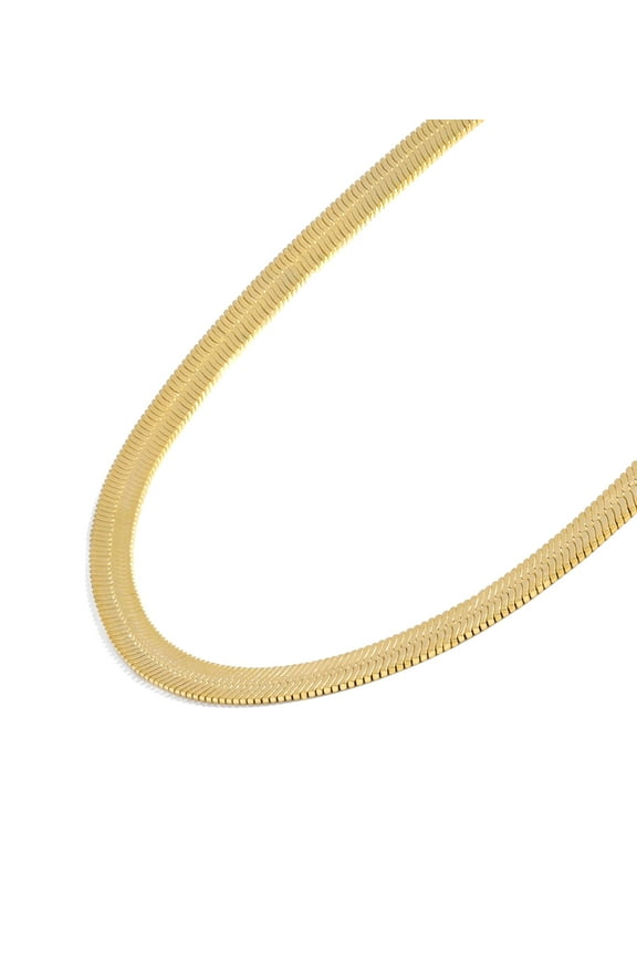 Gold Chain Necklace Collection - 14K Solid Yellow Gold Filled Herringbone/Snake Chain Necklaces for Women and Men with Different Sizes (3.2mm or 4.0mm)