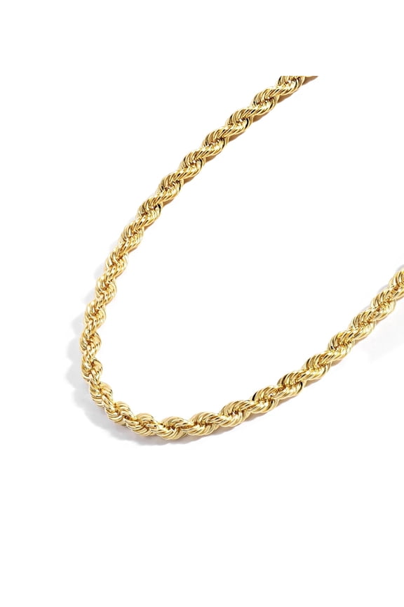 Gold Chain Necklace Collection - 14K Solid Yellow Gold Filled Rope Chain Necklaces for Women and Men with Different Sizes (2.1mm, 2.7mm, or 3.8mm)