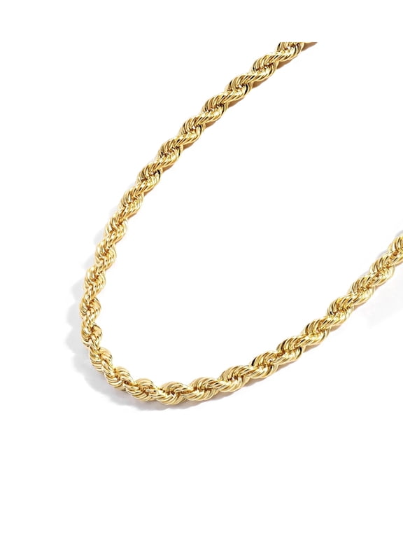 Gold Chain Necklace Collection - 14K Solid Yellow Gold Filled Rope Chain Necklaces for Women and Men with Different Sizes (2.1mm, 2.7mm, or 3.8mm)