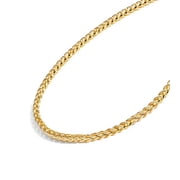 Jewelry Atelier Gold Chain Necklace Collection - 14K Solid Yellow Gold Filled Round Wheat/Palm Chain Necklaces for Women and Men with Different Sizes 2.5mm, or 3.2mm