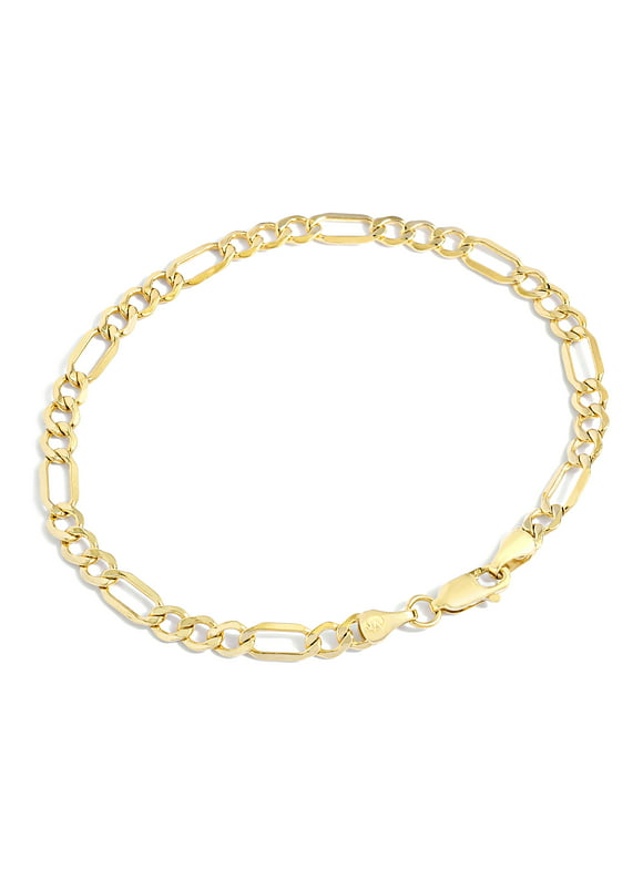 Jewelry Atelier Gold Filled Chain Bracelet Collection - 14K Solid Yellow Gold Filled Figaro Chain Bracelets for Women and Men with Different Sizes (4.7mm, 5.6mm)