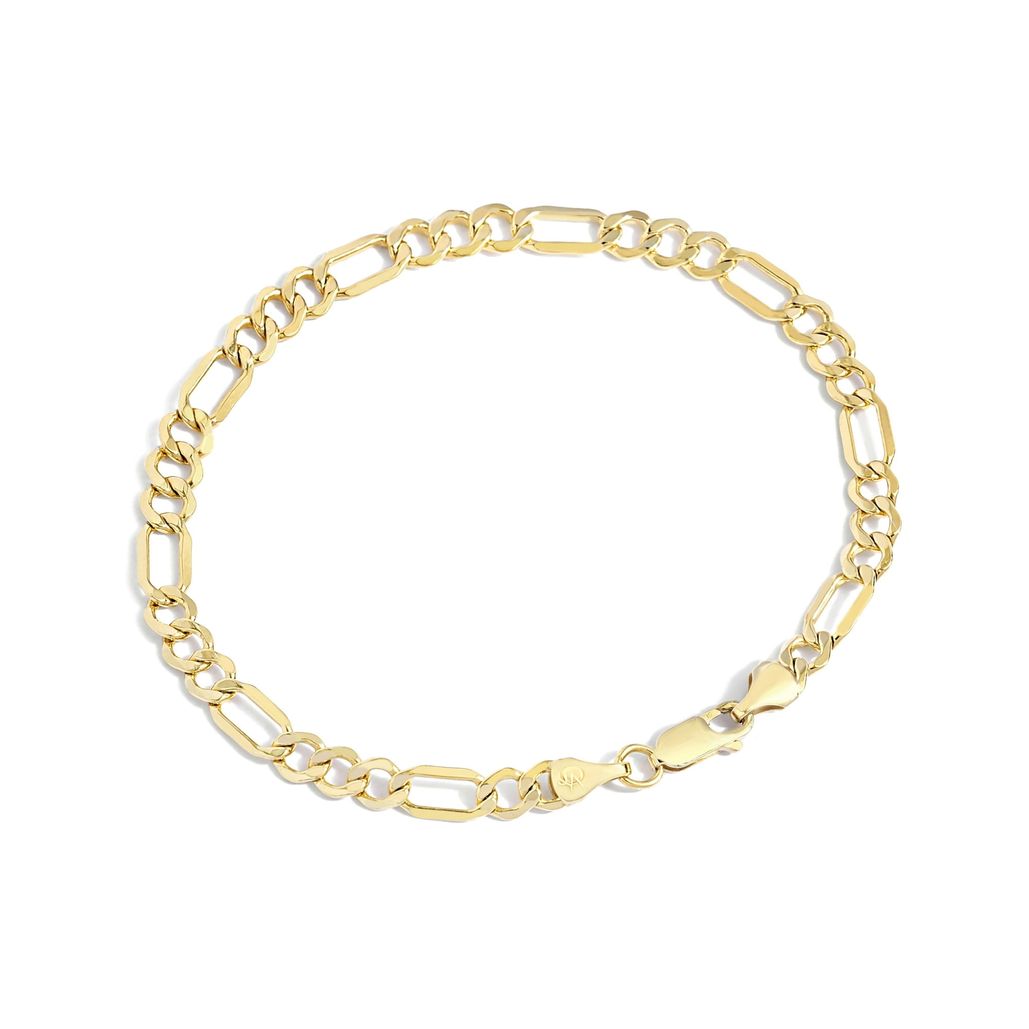 Jewelry Atelier Gold Filled Chain Bracelet Collection - 14K Solid Yellow Gold Filled Figaro Chain Bracelets for Women and Men with Different Sizes (4.7mm)